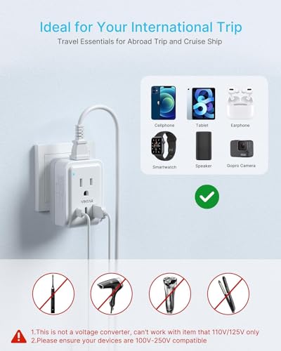 VINTAR Foldable Italy Travel Plug Adapter, 2 Pack Type L Adapter with USB-C - style: Type L - Italy Chile