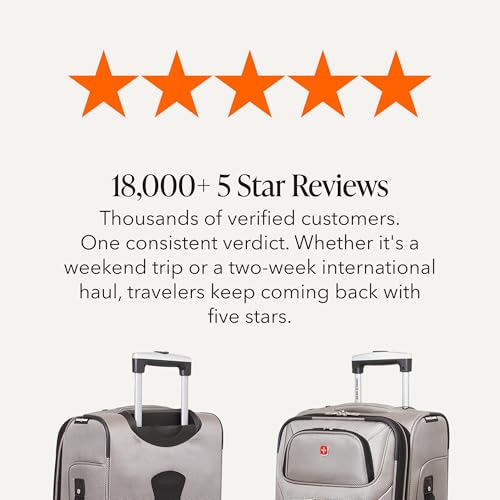 SWISSGEAR Sion Carry-On Spinner Luggage, Softside Expandable, Lightweight Suitcase, Pewter, 22.75-Inch - color: Pewter, size: Carry-On