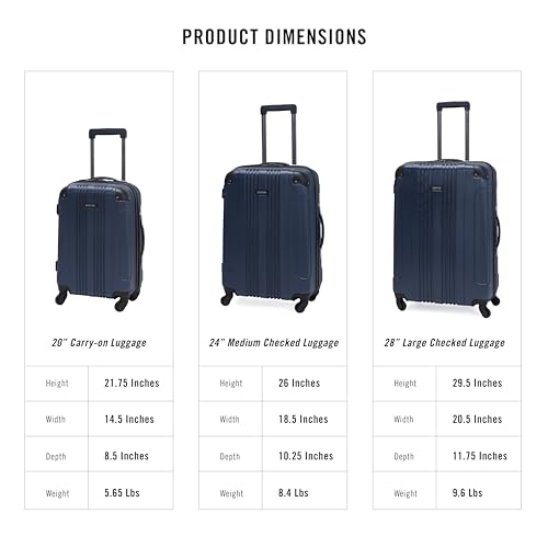 Kenneth Cole REACTION Out of Bounds Lightweight Hardshell 4-Wheel Spinner Luggage, Naval, 3-Piece Set (20", 24", & 28") - color: Naval, size: 3-Piece Set (20", 24", & 28")