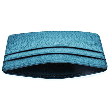 EASTNIGHTS Credit Card Holder Slim Wallet Leather Minimalist Wallet with ID Window - color: blue-02