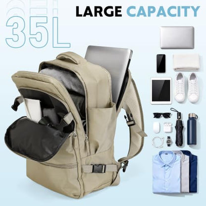 Travel Backpack,Carry on Flight Approved Daypack,Personal Item Bag - color: Khaki