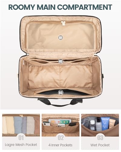 LOVEVOOK Travel Duffle Bag - Weekender & Overnight Bag with Toiletry & Wet Pocket, Carry-On Size, 3pc Set - color: Dark Green-Black, size: Extra Large