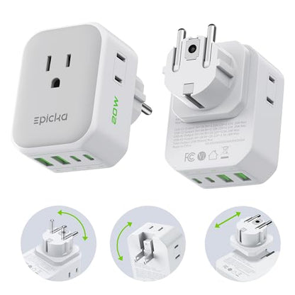 EPICKA PD 20W 2-Pack Germany France Type EF Travel Adapter, 2USB-A/2USB-C - style: 2 Packs Type EF-for Geraman&France