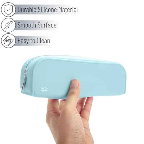 Mr. Pen- Silicone Pencil Case, Aesthetic Pencil Bag for Women, Makeup Pouch - color: Light Blue