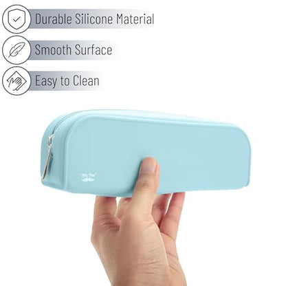 Mr. Pen- Silicone Pencil Case, Aesthetic Pencil Bag for Women, Makeup Pouch - color: Light Blue