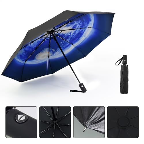 SY COMPACT Travel Umbrella - Windproof Automatic Compact Umbrellas for Rain - color: planet