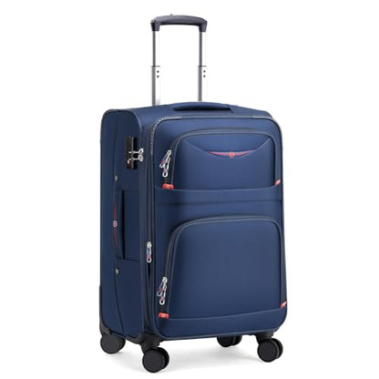 ROPLUS Softside Expandable Luggage with 4 Spinner Wheels, Durable Carry-On Luggage Suitcase (Blue, 21-Inch) - color: Blue, size: 21-Inch