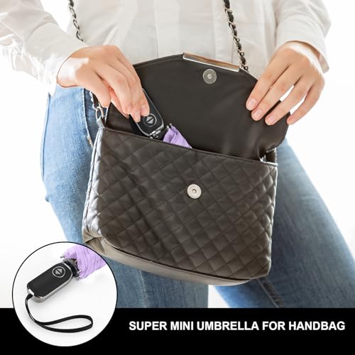 Automatic Lightweight Travel Flat Umbrella Compact Folding for Pocket - color: 0.2Light Purple