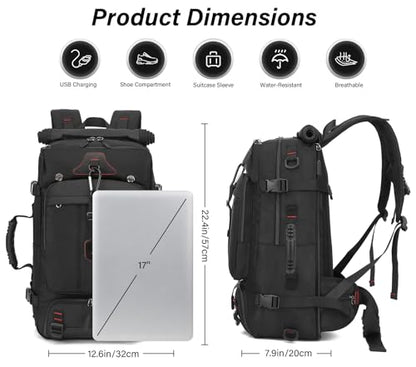 Travel Backpack for Men & Women, Convertible Duffle Bag 50L Large Carry on Backpack with Shoe Laptop Compartment, Wet Pocket - size: Large