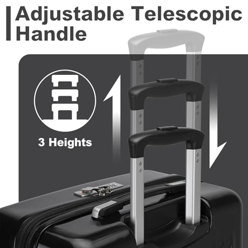 Kono Carry On Luggage 22x14x9 Airline Approved 20 Inch Expandable,Black - color: Black, size: 20"