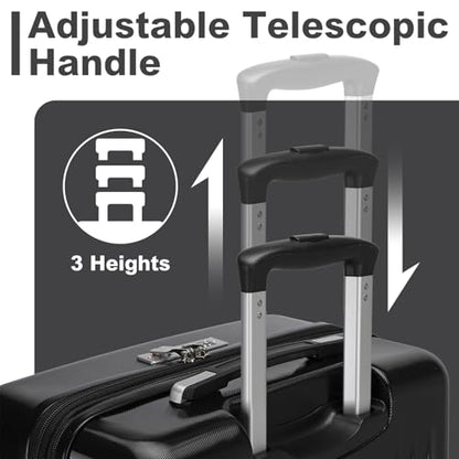 Kono Carry On Luggage 22x14x9 Airline Approved 20 Inch Expandable,Black - color: Black, size: 20"