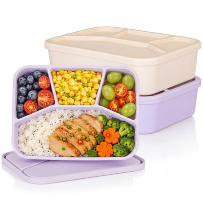 Ziliny 2 Pcs Silicone Bento Box Reusable Lunch Container, Light Color 2 - color: Light Color 2