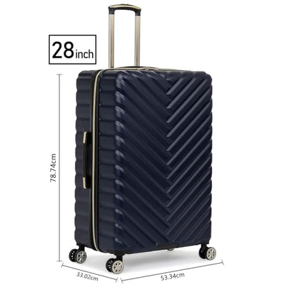 Kenneth Cole REACTION Madison Square Lightweight Hardside Chevron Expandable Spinner Luggage, Navy, 2-Piece Set (20" & 28") - color: Navy, size: 2-Piece Set (20" & 28")