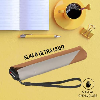 Knirps US.050 Ultra Light Pocket Size Manual Rain Umbrella with Carrying Case - color: Fox with Ivory Heat Shield