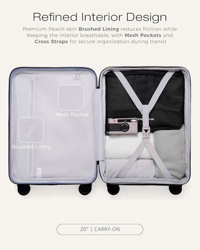 Coolife Luggage Carry-On, Lightweight PC Hardside Suitcase, 20-Inch, Black - color: Light Purple, size: Carry-On 20-Inch