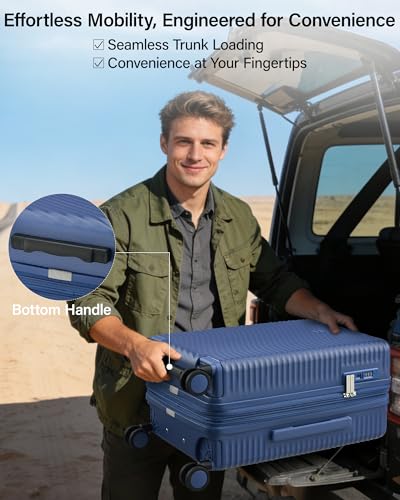 MILADA Expandable Checked Luggage 28 Inch, Hard Shell Large Suitcase - color: Interstellar Blue, size: Checked Large 28 inch