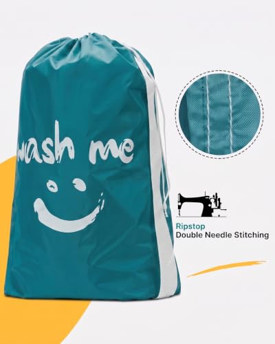 HOMEST 2pack XL Laundry Bag with Strap, Clothes Organizer for Dorm & Travel - color: (2 Pack - With Strap) Blue & Sky Blue