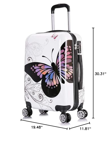 InUSA Butterfly Print 20-Inch Carry-On Hardside Spinner Luggage Travel - color: Butterfly, size: 20 Inch