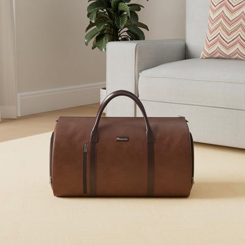 Convertible Garment Duffel Bag, 2-in-1 Hanging Suitcase for Travel - color: Wine Brown