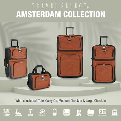 Travel Select Amsterdam Softside Expandable Luggage with Rolling Wheels, Navy, 4-Piece Set (15/21/25/29) - color: Navy, size: 4-Piece Set (15/21/25/29)