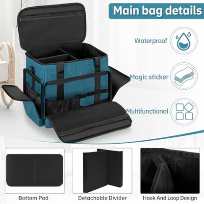 Extra Large Makeup Bag with 3 Removable Pouches and 1 Brush Holder - color: Blue