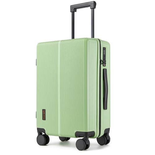 Hulsin Carry On Luggage 22x14x9 Airline Approved for Women 20 Inch Hardside - color: Green