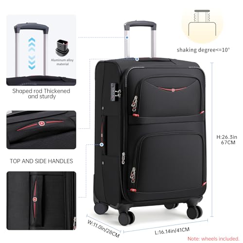 ROPLUS Softside Expandable Luggage with 4 Spinner Wheels, Durable Carry-On Luggage Suitcase (Gray, 2-Piece Set 21/25) - color: Gray, size: 2-Piece Set (21/25)