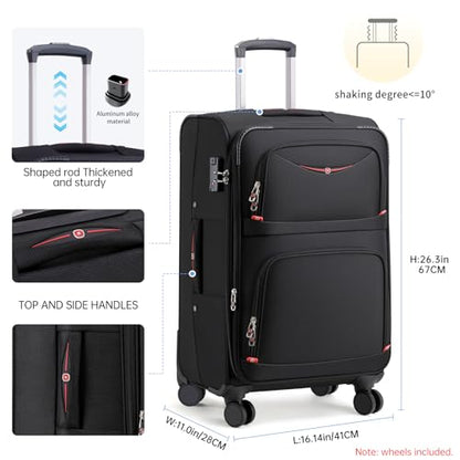 ROPLUS Softside Expandable Luggage with 4 Spinner Wheels, Durable Carry-On Luggage Suitcase (Gray, 2-Piece Set 21/25) - color: Gray, size: 2-Piece Set (21/25)