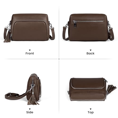 befen Genuine Leather Crossbody Bags for Women Leather Wallet Travel Purse - color: Coffee