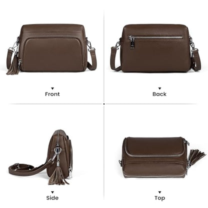 befen Genuine Leather Crossbody Bags for Women Leather Wallet Travel Purse - color: Coffee