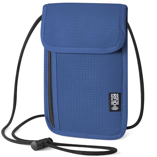 Likesing 5.5" L x 7.9" W Travel Neck Wallet, RFID Passport Holder (Blue) - color: Blue