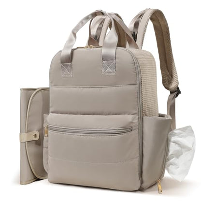 MOMINSIDE Diaper Bag Backpack Large Baby Diaper Bag With 15 Pockets,Patchwork Baby Travel Bag Organizer for Mom,4 Insulated Pockets,Changing Pad,Brown - color: Brown