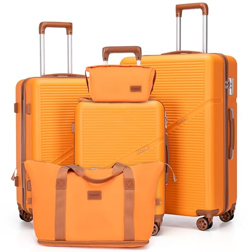 Cosbarn Luggage Sets, Durable 20,24,28 inch Suitcase Sets With Wheels - color: Orange