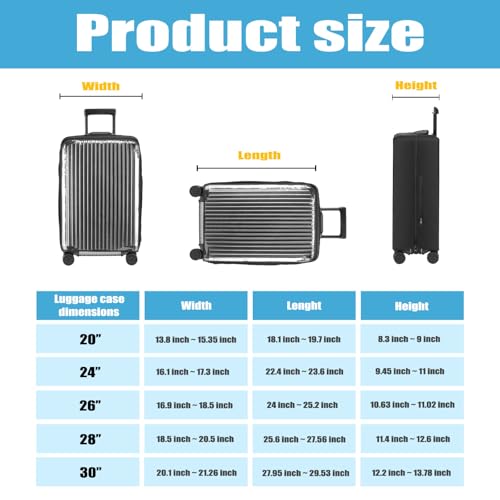 Clear Luggage Covers For Suitcase TSA Approved,No‑Disassembly (Black, 26) - color: Black, size: 26