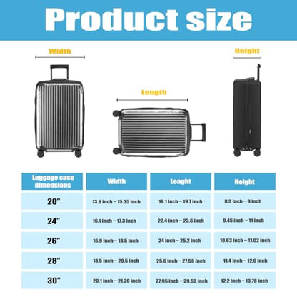 Clear Luggage Covers For Suitcase TSA Approved,No‑Disassembly (Black, 26) - color: Black, size: 26