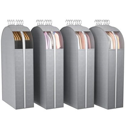 Liuoud 10" Gusseted Garment Bags for Hanging Clothes with Clear Window, 40" - color: Grey with window, size: 40 inch