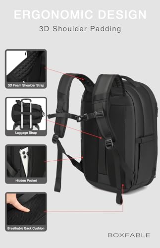 45L Travel Backpack with Vacuum Compression System Fits 16" Laptop | Expandable Carry On Backpack with Pump, Water Resistant, TSA Lock, Vacuum Backpack for Travel & Business - color: Black B