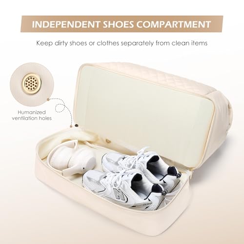 MDODO 3 Pcs Travel Duffel Bag for Women, Carry On Overnight Bag, 43L, Beige - color: Beige
