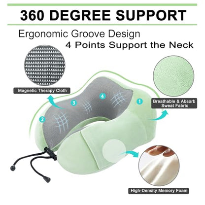 urnexttour Travel Pillow and Blanket Set Neck Pillow Airplane Foam Sage - color: B-sage Green