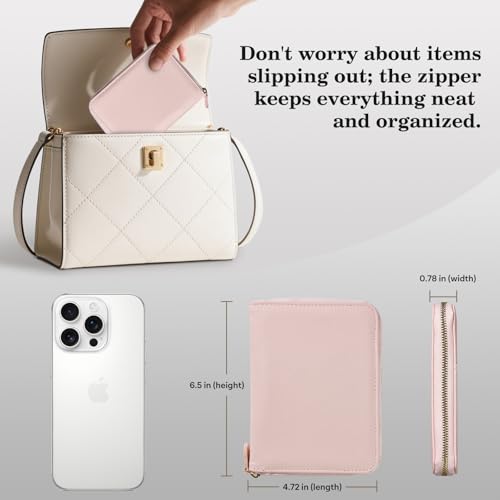 CoBak Passport Holder Cover with Safe Zipper Closure - color: Pink