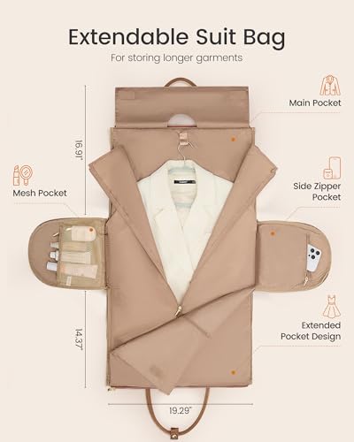 LOVEVOOK Convertible Travel Duffle Bag for Women, Garment Bag for Travel - color: Black-Brown