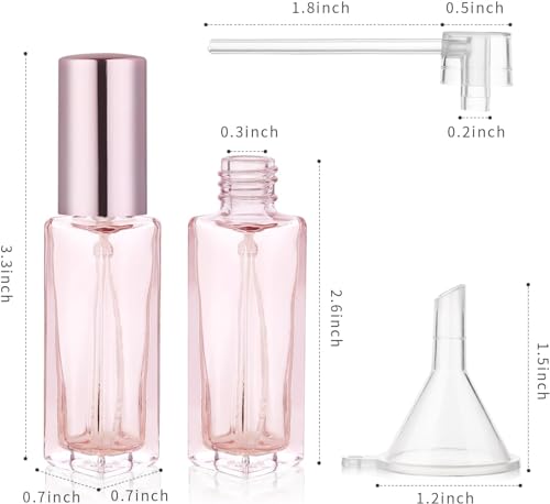 4PCS 10 ml Refillable Travel Perfume Bottle Set – Glass Perfume Atomizer and Mini Spray Bottles with Funnels, Portable Leak‑Proof Containers
