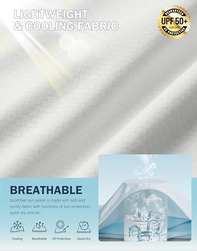 Soothfeel Women's UPF 50+ Sun Protection Shirt Hoodie Jacket Lightweight - color: B-white, size: 3X-Large