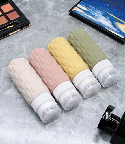 3.4oz Silicone Travel Bottles for Toiletries Refillable Liquid Accessories - color: Creamy Candy-3.4oz