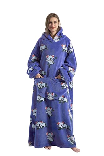 Capecage Long Wearable Blanket Hoodie with Big Pocket,Gift for Women or Men - color: Koala