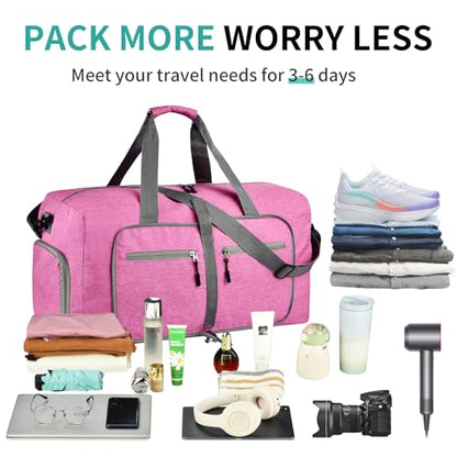 Dimayar 115L Foldable Duffle Bag, Travel & Weekend, Extended Trips - color: Rouge Pink, size: 115L