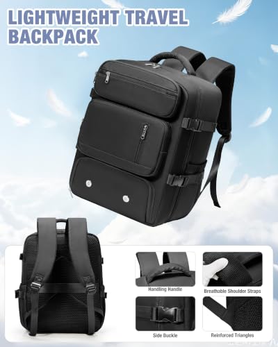suradar Travel Backpack, 180° Open Laptop Backpack with Shoe Compartment - color: W3-black