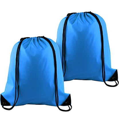 KUUQA 2 Pcs Light Blue Drawstring Backpack | Bulk Sports Cinch Bags, String Backpack Storage Bags, For Gym Traveling - color: Light Blue