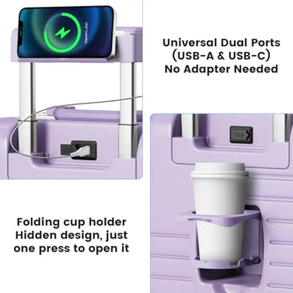 20 Inch Carry on Luggage Airline Approved, Zipperless Hard Shell Suitcase - color: Lilac, size: 20 Inch