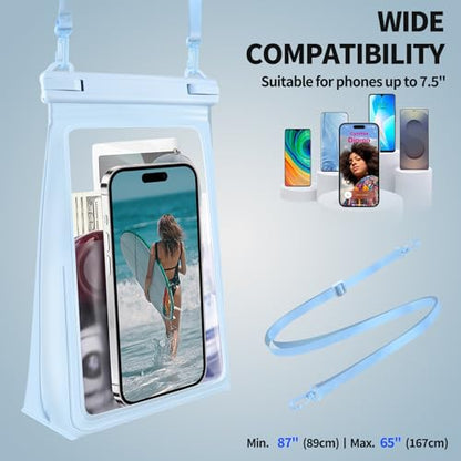PEDVSTY Large Waterproof Phone Pouch Floating, [Double Seals], Light Blue - color: Light Blue, size: Large (Up to 8.5")